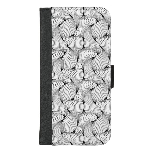 Fun Black and White Interwoven Lines iPhone Wallet Case (Front)