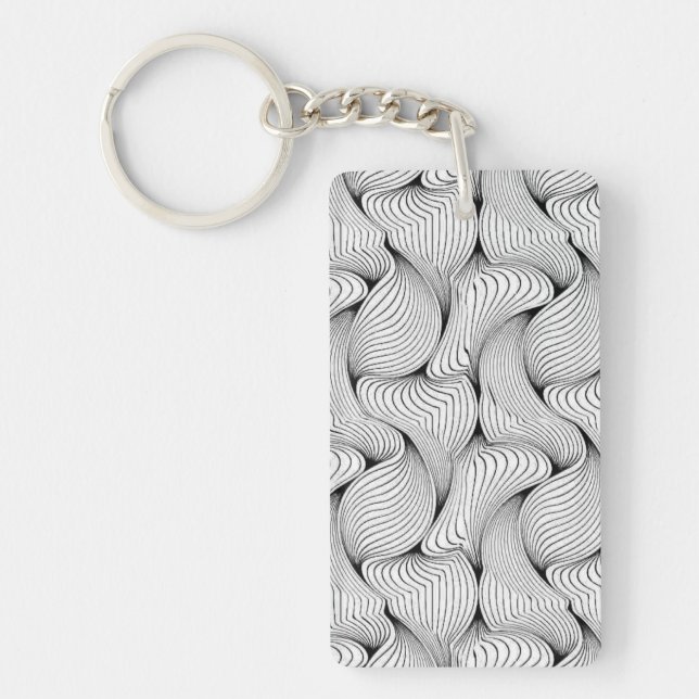 Fun Black and White Interwoven Lines Keychain (Front)