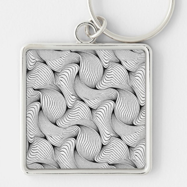 Fun Black and White Interwoven Lines Keychain (Front)