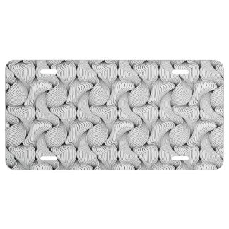 Fun Black and White Interwoven Lines License Plate