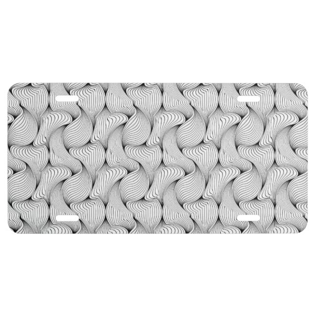 Fun Black and White Interwoven Lines License Plate (Front)