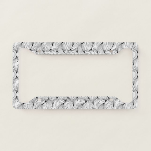 Fun Black and White Interwoven Lines License Plate Frame (Front)