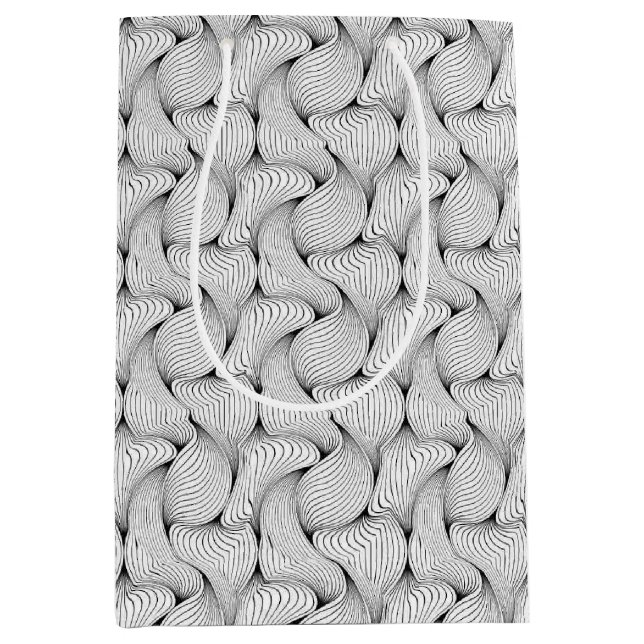Fun Black and White Interwoven Lines Medium Gift Bag (Front)
