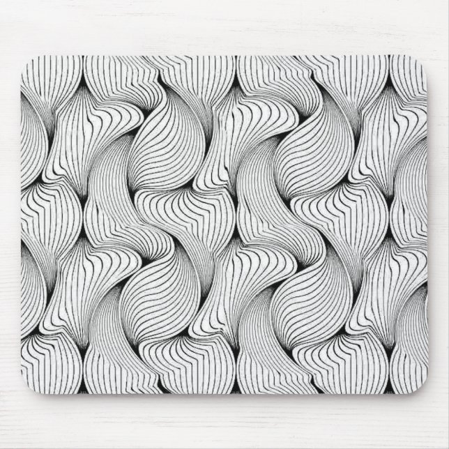 Fun Black and White Interwoven Lines Mouse Pad (Front)