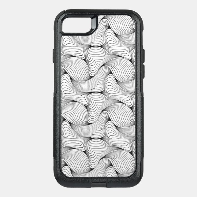 Fun Black and White Interwoven Lines Otterbox iPhone Case (Back)