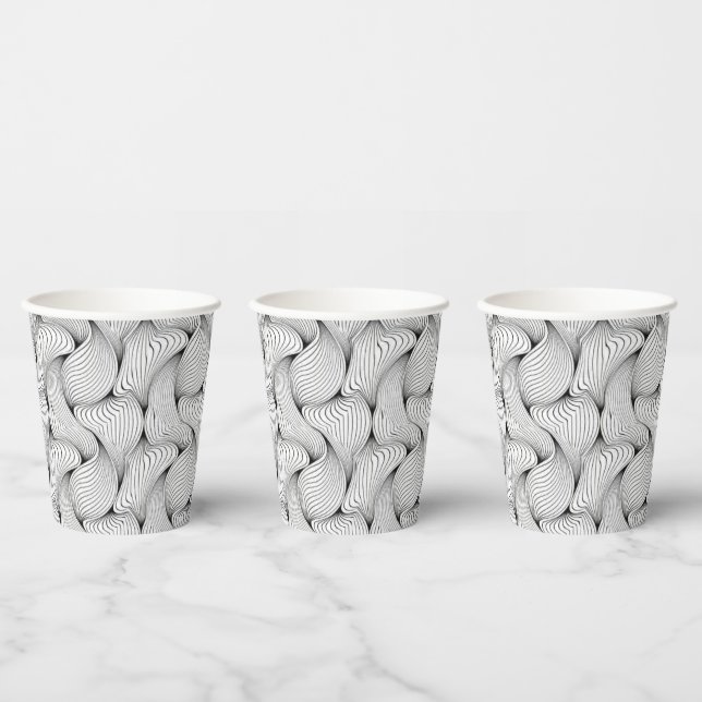 Fun Black and White Interwoven Lines Paper Cups (Multi)