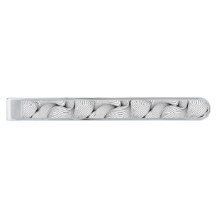 Fun Black and White Interwoven Lines Silver Finish Tie Bar