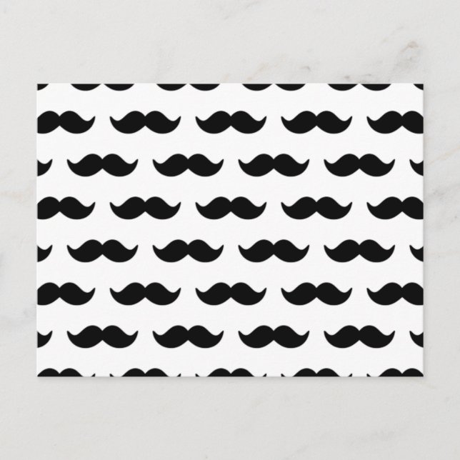Fun Black and White Mustache Pattern 1 Postcard (Front)