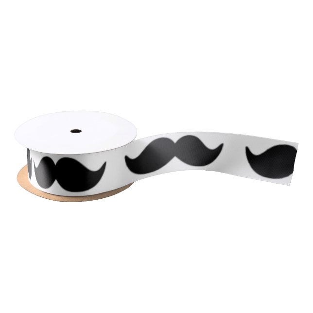 Fun Black and White Mustache Pattern 1 Satin Ribbon (Spool)