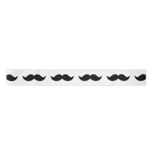 Fun Black and White Mustache Pattern 1 Satin Ribbon