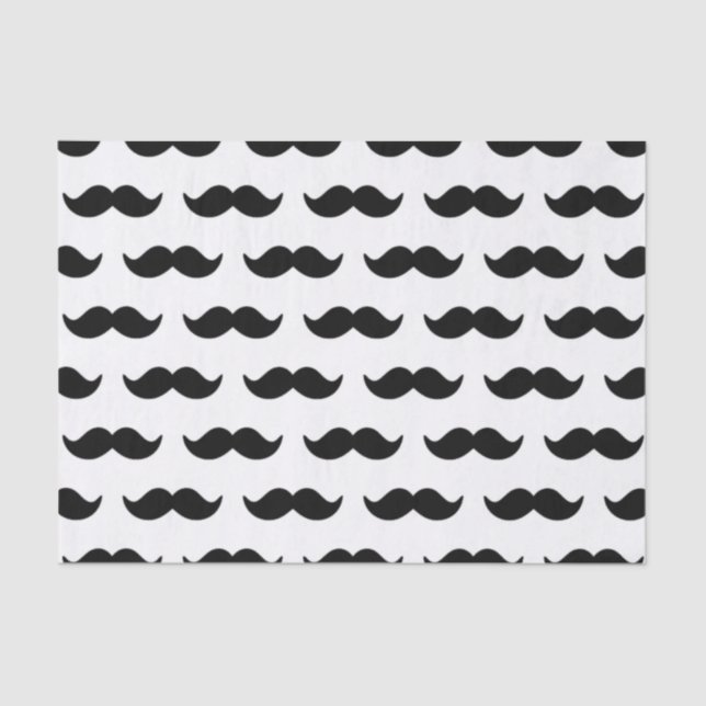Fun Black and White Mustache Pattern 1 Tissue Paper (Front)