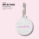 Fun Black and White Polka Dot Pet Tag<br><div class="desc">Fun Black and White Polka Dot Pet Tag with bold name in purple.
Perfect for your fur baby.</div>