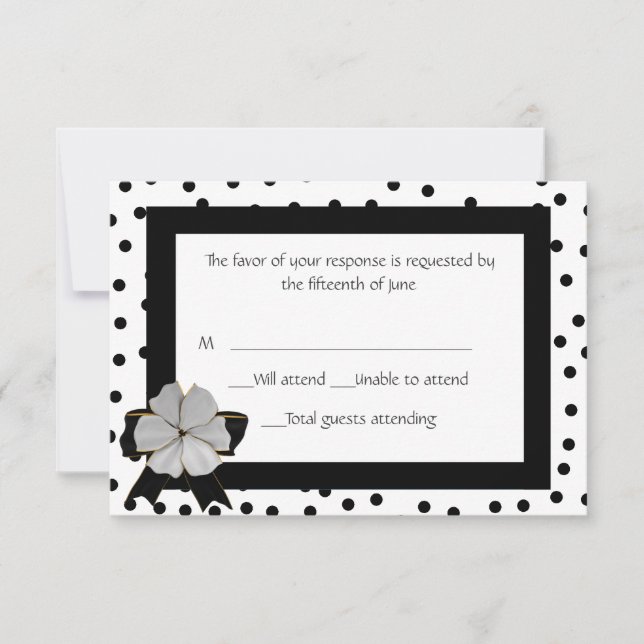 Fun Black and White Polka Dot Response Card (Front)
