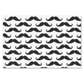Fun Black and White Retro Handlebar Mustache Tissue Paper