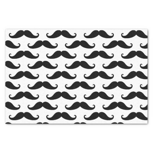Fun Black and White Retro Handlebar Mustache Tissue Paper