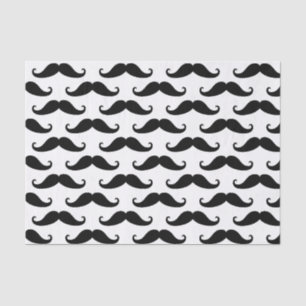 Fun Black and White Retro Handlebar Mustache Tissue Paper