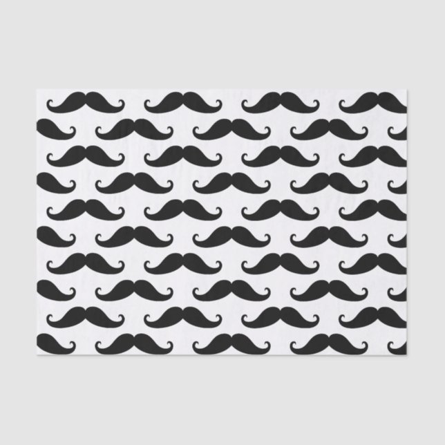 Fun Black and White Retro Handlebar Mustache Tissue Paper (Front)