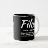 Fun Black and White Swedish Fika Definition Two-Tone Coffee Mug (Front Right)