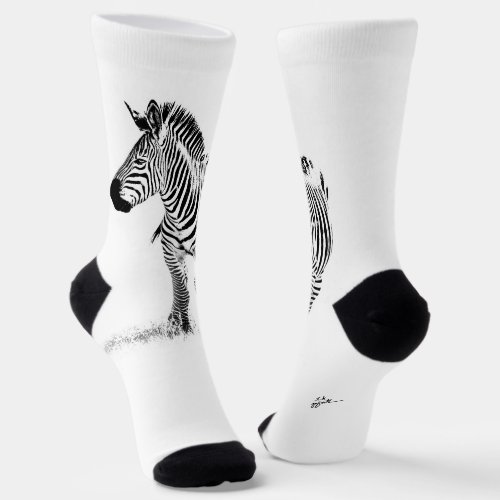 Fun Black and White Zebra Modern Minimalist Socks