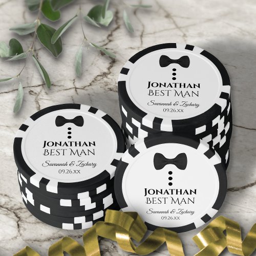 Fun Black Bow Tie  Buttons Best Man Wedding Poker Chips