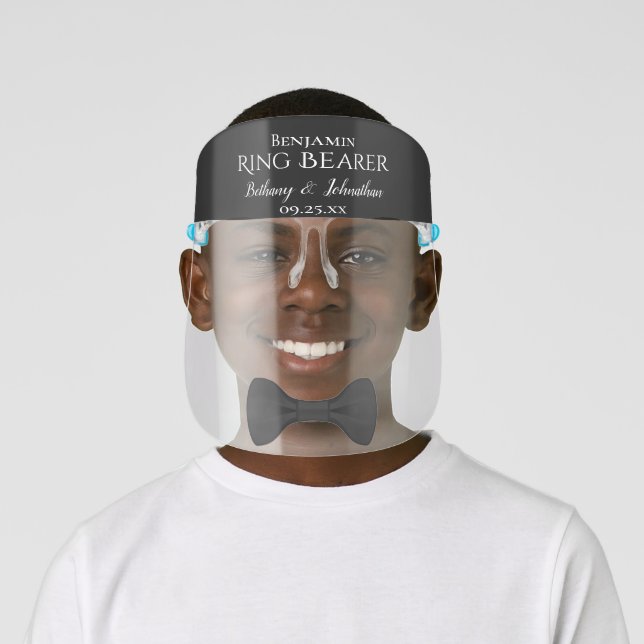 Fun Black Bow Tie Ring Bearer Cute Wedding Face Shield (Insitu)