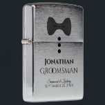 Fun Black Bow Tie Tuxedo Groomsman Wedding Favor Zippo Lighter<br><div class="desc">These fun lighters are designed as wedding favors for your groomsmen. They feature a classy yet cute design with a black bow tie and three buttons, made to look a bit like a tuxedo. Wonderful keepsake or memento, and a great way to thank him for being a part of your...</div>