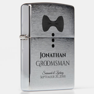 Fun Black Bow Tie Tuxedo Groomsman Wedding Favor Zippo Lighter