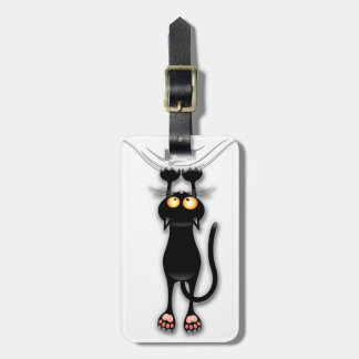 Fun Black Cat Falling Down Luggage Tag