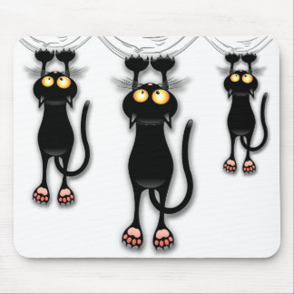 Fun Black Cat Falling Down Mousepad