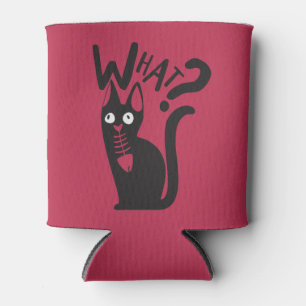 Fun Black Cat  Innocent Prank Joke Red Cartoon Can Cooler