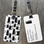 Fun Black Cat Luggage Tag<br><div class="desc">Cute little black cat pattern,  perfect for animal lovers. Original art by Nic Squirrell. Change the details on the reverse to personalize.</div>