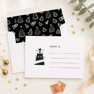 Fun Black Cat Meowy Christmas Tree Envelope