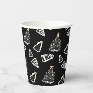 Fun Black Cat Meowy Christmas Tree Paper Cups