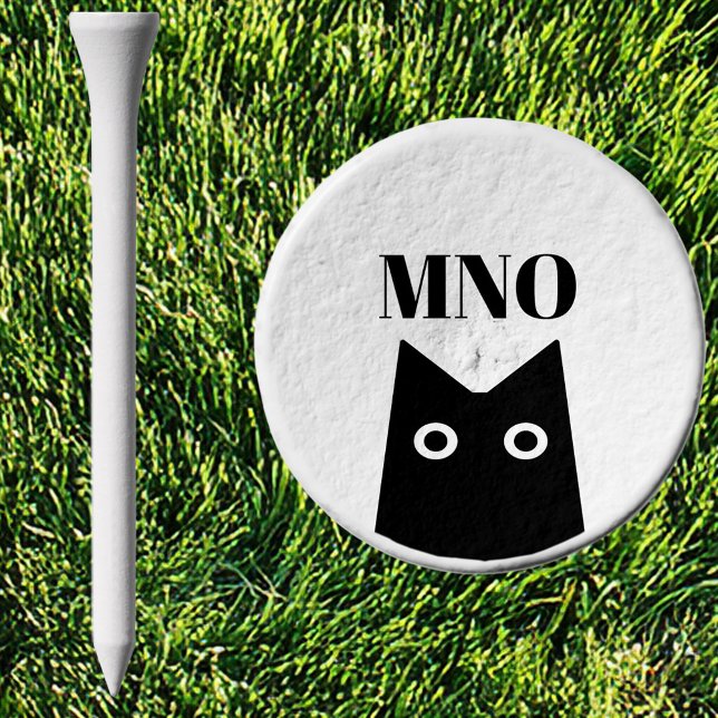 Fun Black Cat Monogram Initials Personalized Golf Tees (Funny Black Cat monogram initials personalized golf tee)