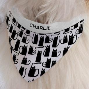 Fun Black Cat Personalized Name Pet Bandana Collar