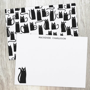 Fun Black Cat Personalized Stationery Note Card