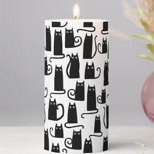 Fun Black Cat Pillar Candle
