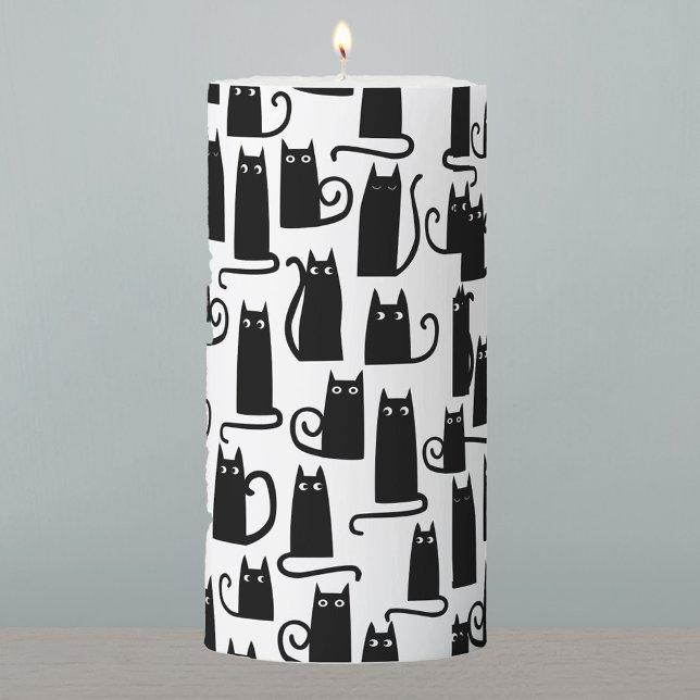 Fun Black Cat Pillar Candle (Fun black cat pattern candle for Halloween or any other day!)