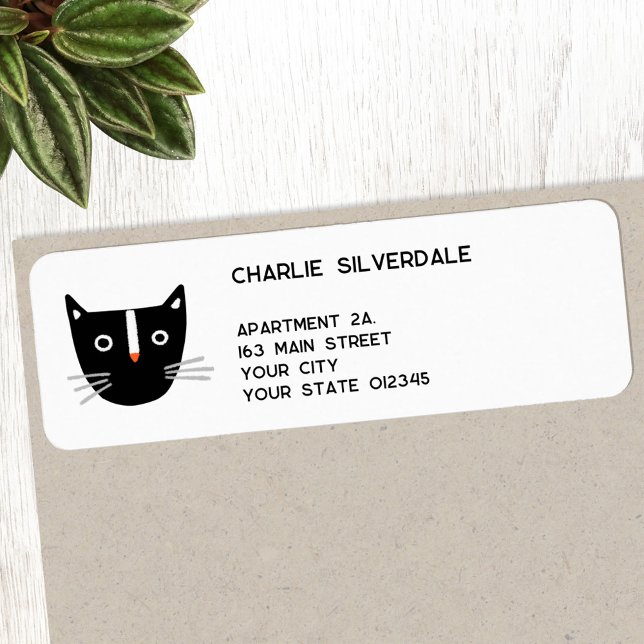 Fun Black Cat Return Address Label (Fun black cat personalized return address label)