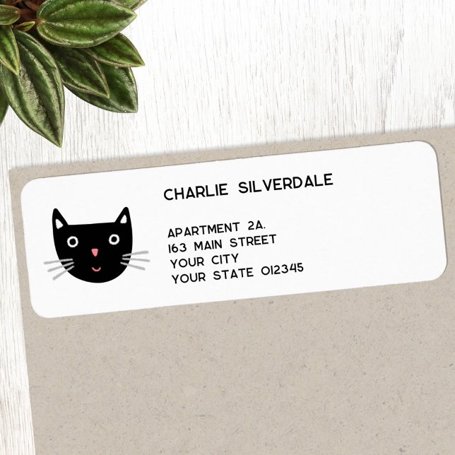 Fun Black Cat Return Address Label (Fun black cat personalized return address label)