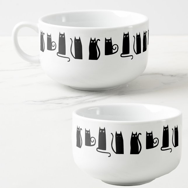 Fun Black Cat Soup Mug (Fun black cat soup bowl)