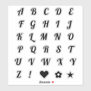 Fun Black Font Alphabet Initial Monogram Letters Sticker