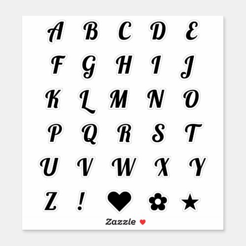 Fun Black Font Alphabet Initial Monogram Letters Sticker