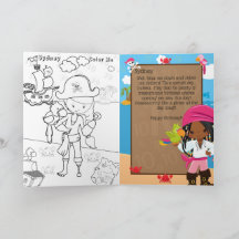 Fun Black Girls Pirate Color Me Happy Birthday