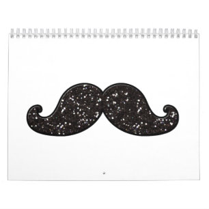 FUN BLACK GLITTER MUSTACHE CALENDAR