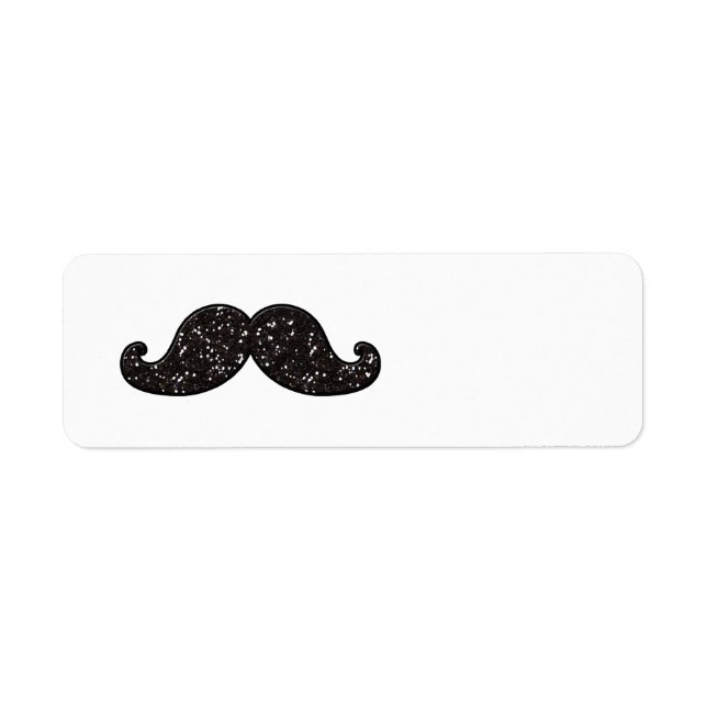 FUN BLACK GLITTER MUSTACHE LABEL (Front)