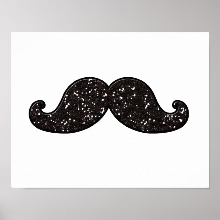 FUN BLACK GLITTER MUSTACHE PRINT