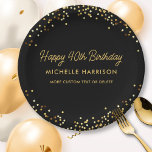 Fun Black Gold Glitter Confetti Birthday Any Age Paper Plates<br><div class="desc">Celebrate in style with these fun and festive custom birthday paper plates featuring a faux gold confetti glitter design and your custom text. Trendy and chic yet elegant and classic - the perfect touch to make an adult or kid's birthday extra special. Be sure to check out our coordinating party...</div>
