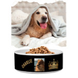 Fun Black Gold Name Crown Dog  Bowl<br><div class="desc">Yes, your wonderful pet should feel as though they are really special! True, you may have to read this to them -- but they'll (literally) "get the picture". This would also make a great gift for a dog lover. Should you have any design questions, just sent an email to charmdesignstudio@rcn.com...</div>