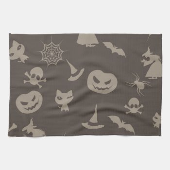 Fun Black & Grey Halloween Design Kitchen Towel by GroovyFinds at Zazzle